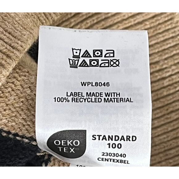 On 34th Tan & Black Stripe Quarter Zip Turtle Neck Sweater Reg Size M - Picture 5 of 6